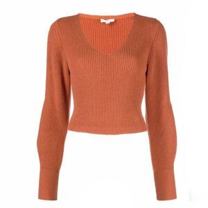 A.L.C. Kimby Ribbed Knit Sweater In Burnt Terracotta